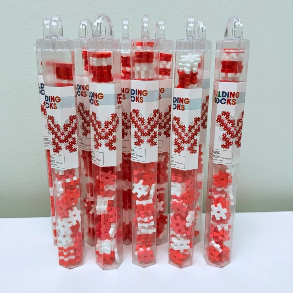 NEW Set of 10 Building Linking Blocks Target Bullseye Playground, Red & White